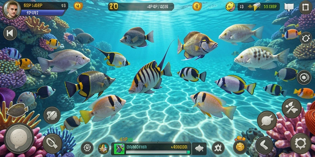 Gameplay menarik dalam 4P4P dengan aksi tembak ikan yang seru.