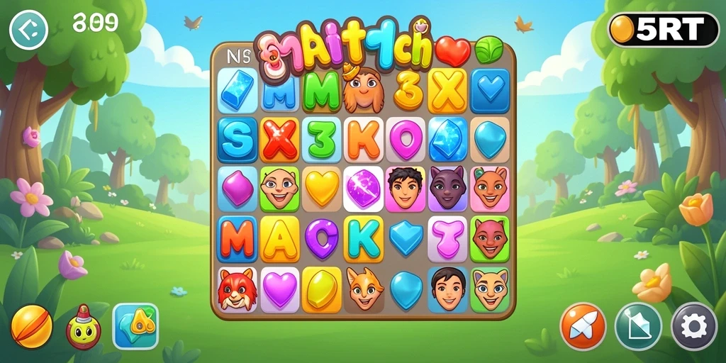 Screenshot 5RT menampilkan gameplay menarik dari permainan Match-3.