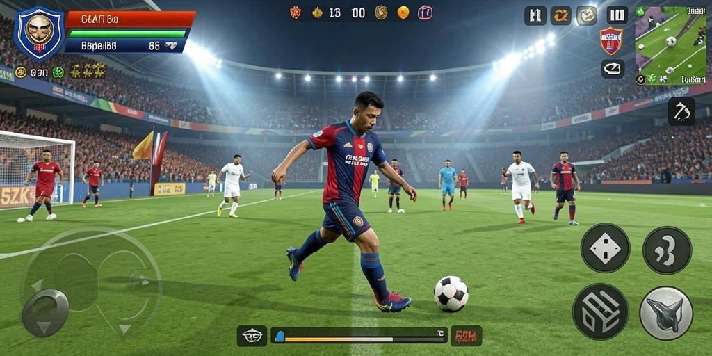 Tampilan gameplay seru dari 5ZK dengan aksi sepak bola yang intens.