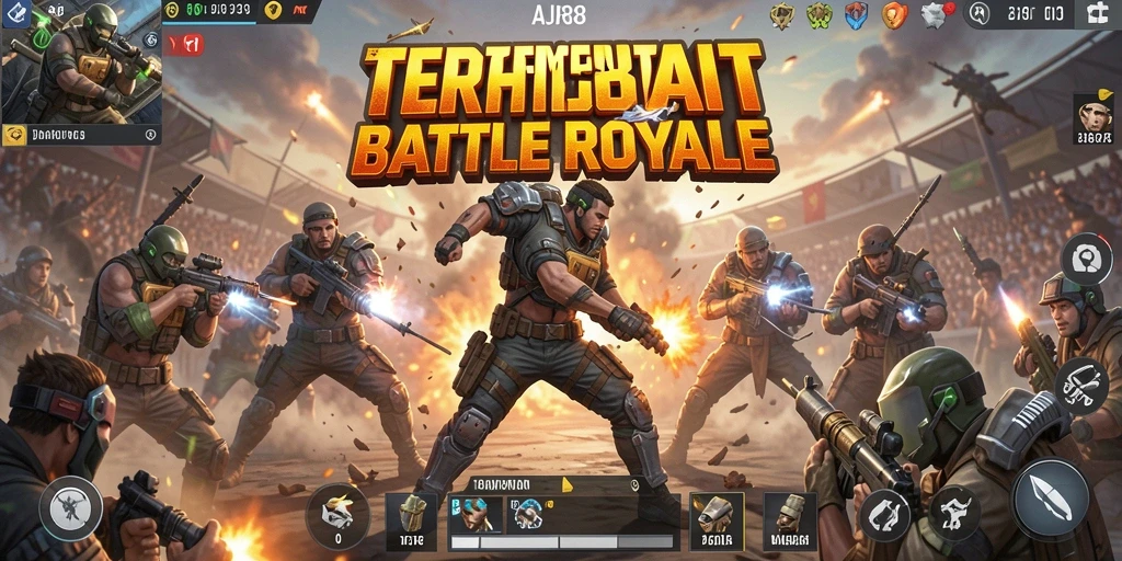 Gameplay intens AJR88 dalam mode Battle Royale yang seru.