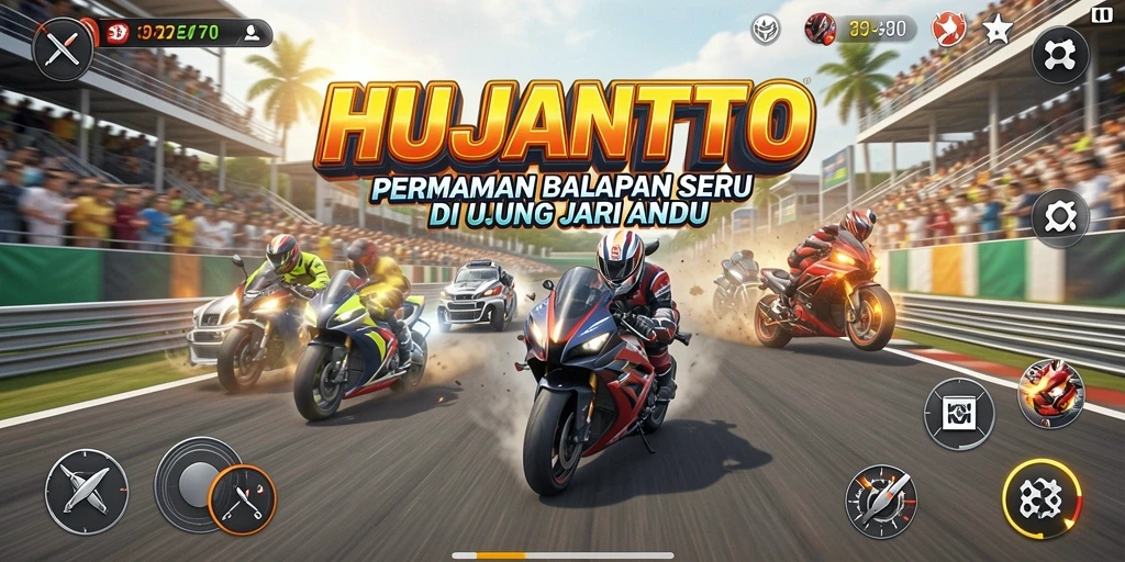 Gameplay HUJANTOTO yang seru dengan balapan menegangkan.