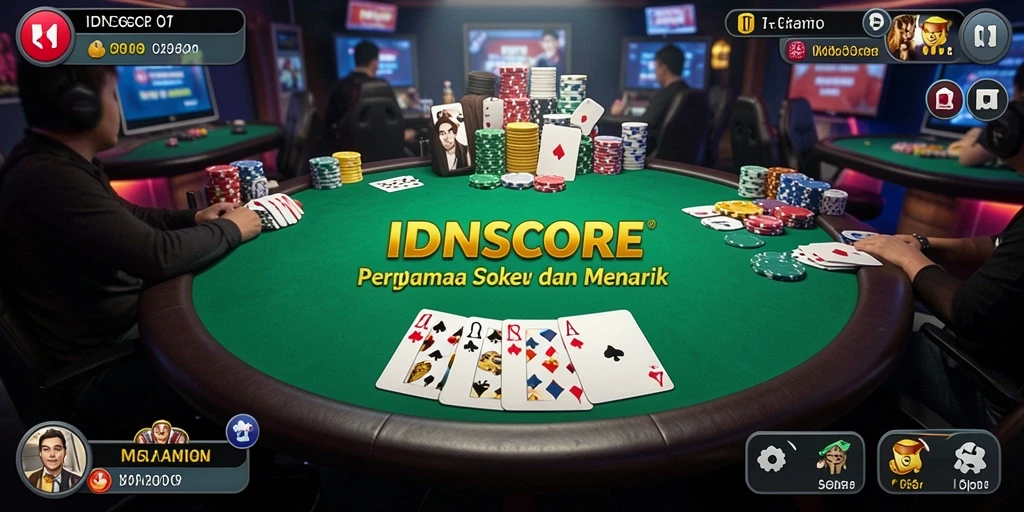 Tampilan screenshot IDNSCORE saat pengguna bermain Poker online.