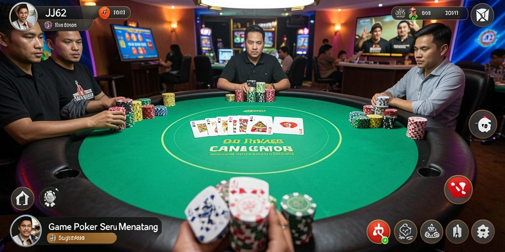 Screenshot gameplay Poker yang mendebarkan di JJ62.