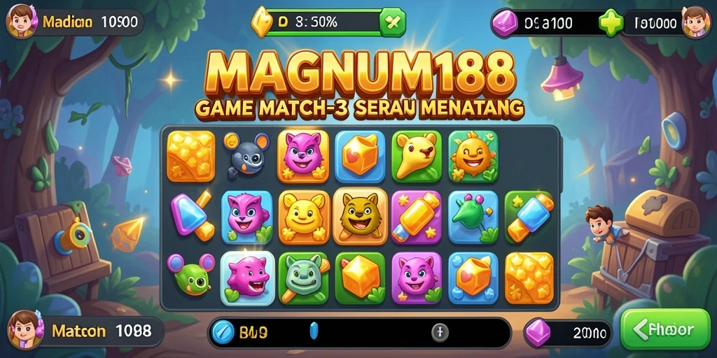 Tangkapan layar permainan MAGNUM188 dengan gameplay Match-3 yang menantang.