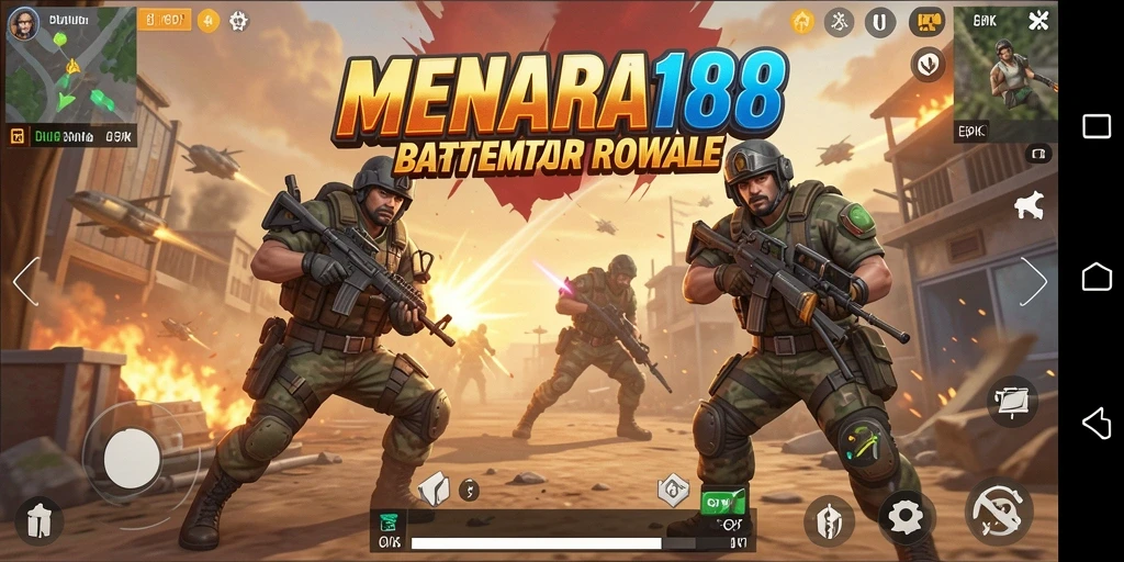 Screenshot MENARA188 menampilkan aksi seru dalam pertandingan Battle Royale.