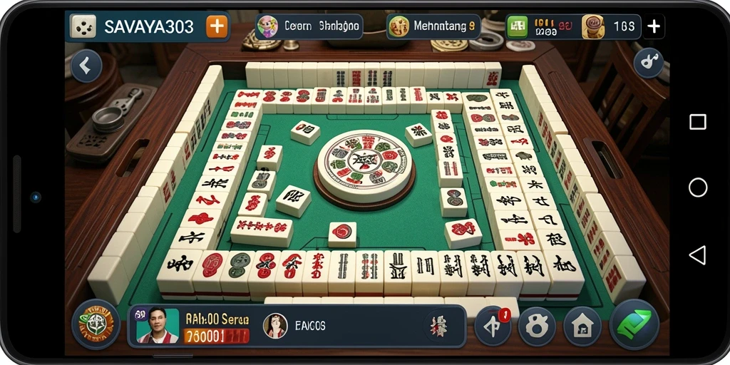 Screenshot utama SAVAYA303 menampilkan gameplay Mahjong yang menarik.