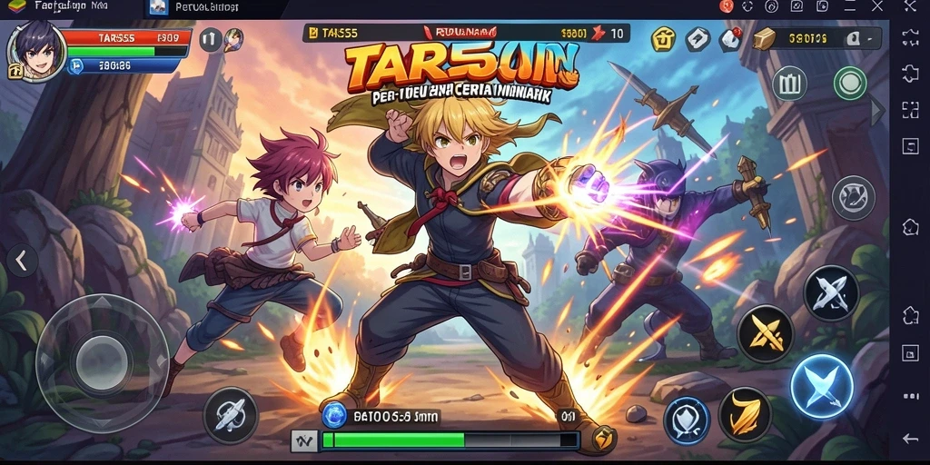 Tampilan seru gameplay TAR555 dengan karakter anime yang menarik.