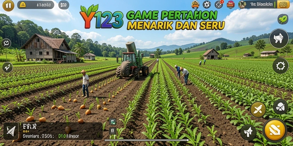 Tampilan gameplay YY123 dengan petanian hijau subur.